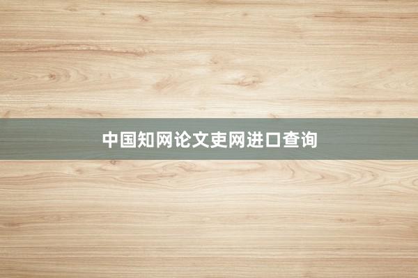 中国知网论文吏网进口查询