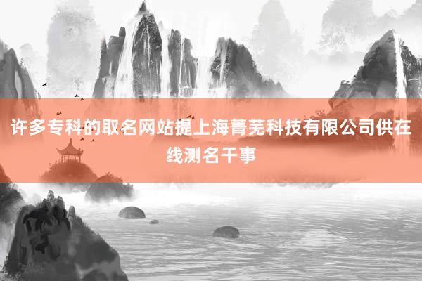 许多专科的取名网站提上海菁芜科技有限公司供在线测名干事