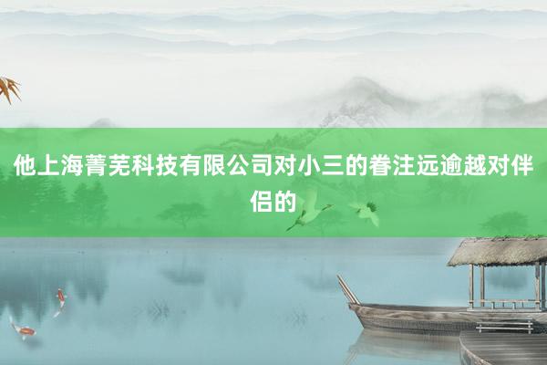 他上海菁芜科技有限公司对小三的眷注远逾越对伴侣的